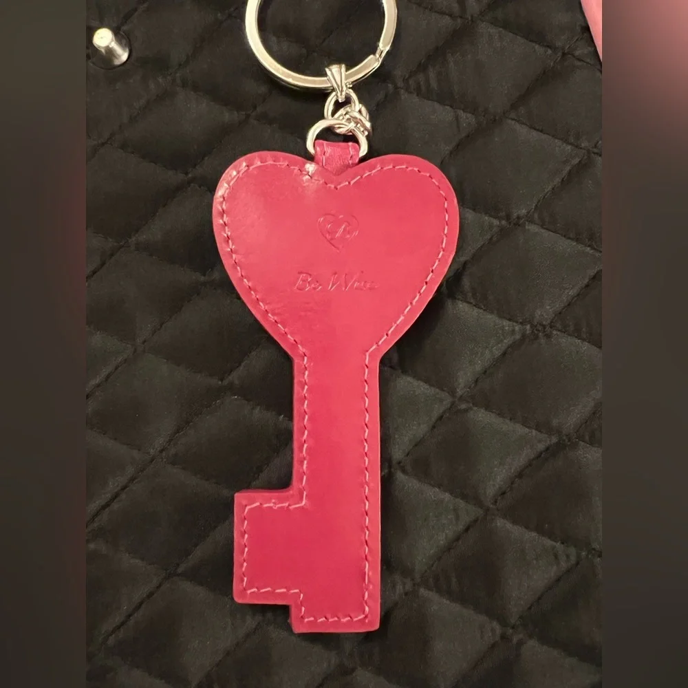 Brighton Vintage Pink Leather Heart Bag Charm Keychain